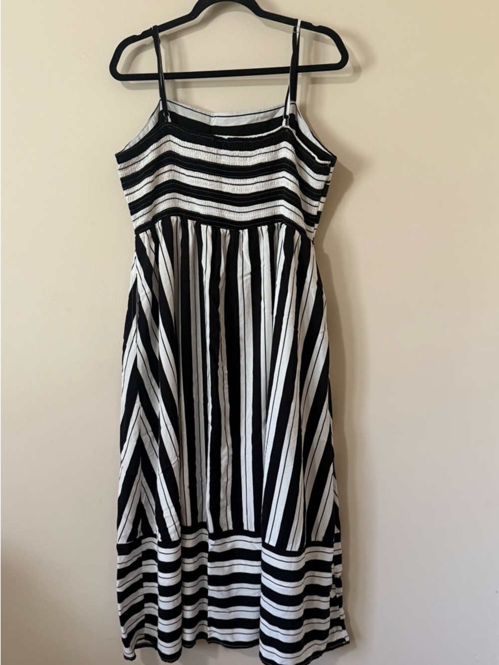 Black & White Striped Maxi Dress with Spaghetti Straps - Picture 4 of 5